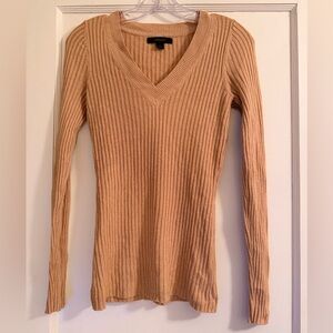 Express Ribbed Knit Sweater in Warm Tan